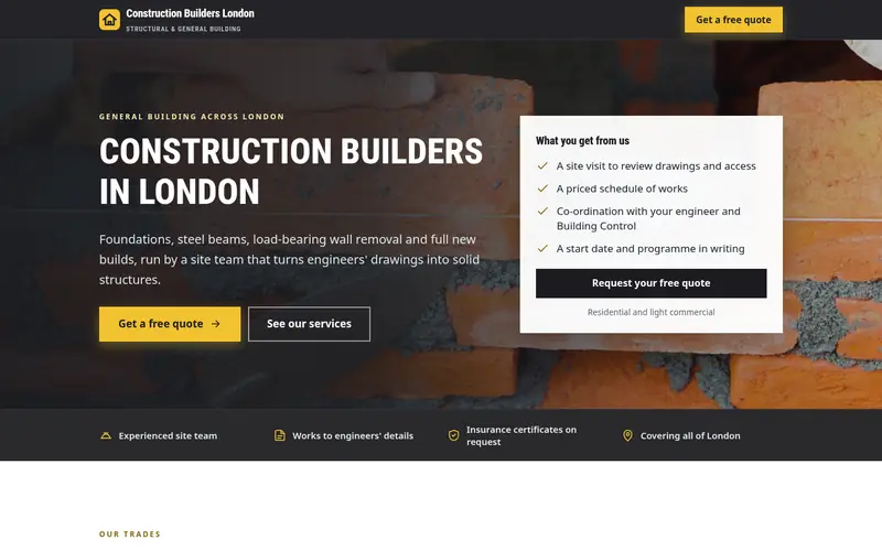 Screenshot of a builders site we built