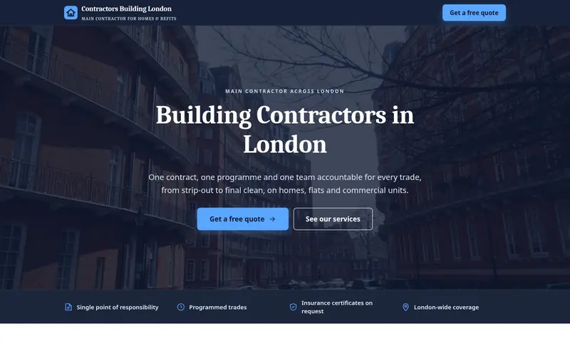 Screenshot of a building contractors site we built