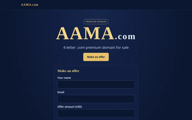 Screenshot of the AAMA.com domain sale page