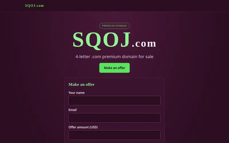 Screenshot of the SQOJ.com domain sale page
