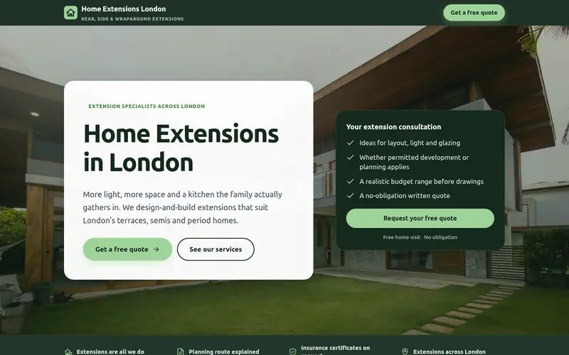 Screenshot of a home extensions site we built