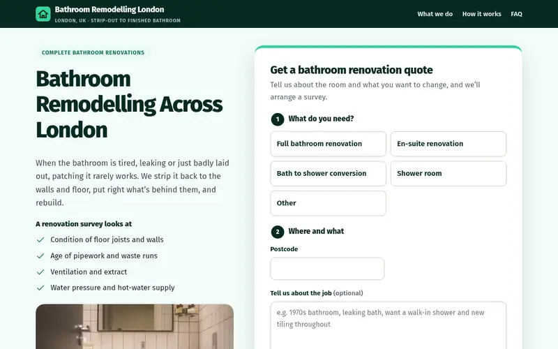 Home page screenshot of bathroomremodeling.co.uk