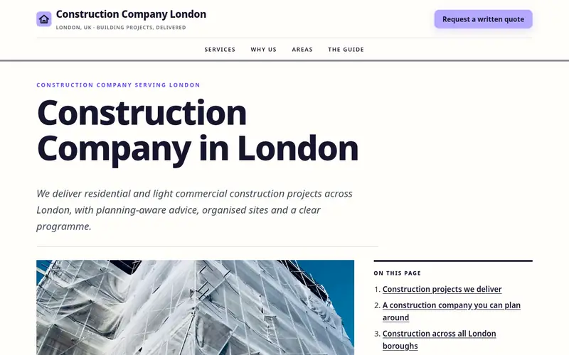 Home page screenshot of construction-company.co.uk