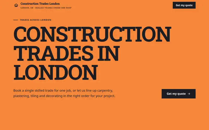 Home page screenshot of constructiontrades.co.uk