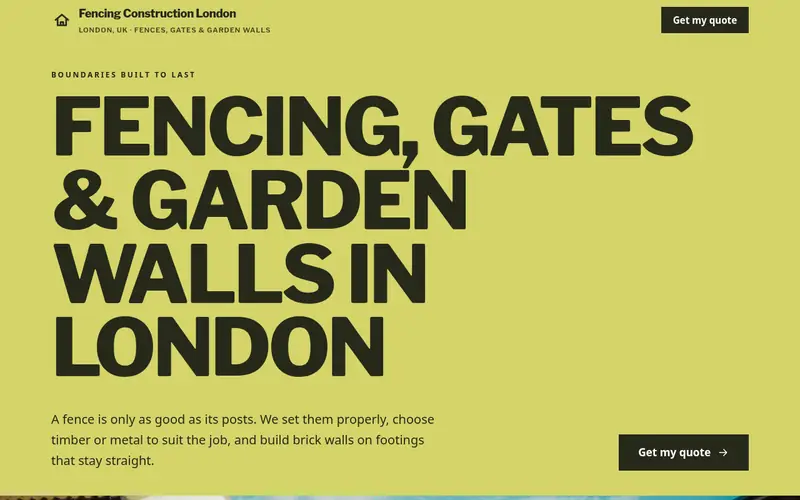 Home page screenshot of fencingconstruction.co.uk