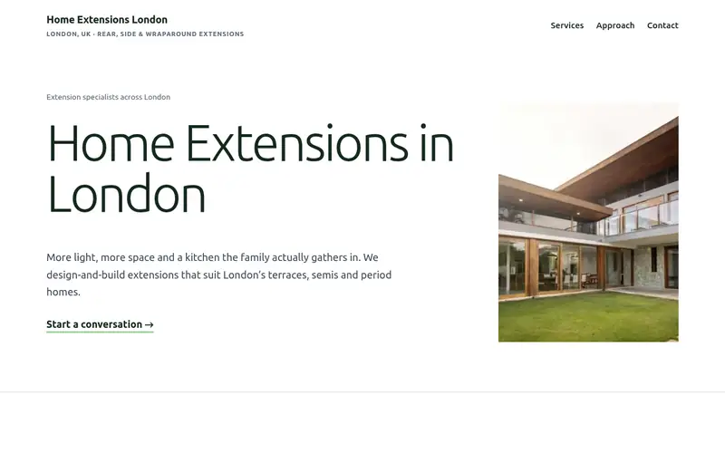 Home page screenshot of home-extensions.co.uk
