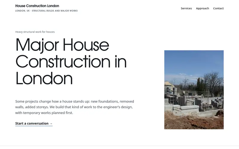 Home page screenshot of houseconstruction.co.uk