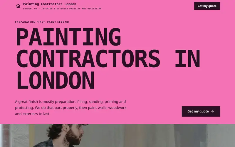 Home page screenshot of paintingcontractors.uk