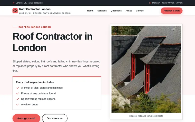 Home page screenshot of roof-contractor.com