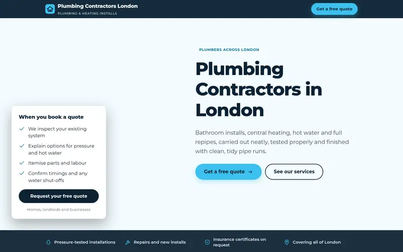 Screenshot of a plumbing contractor site we built