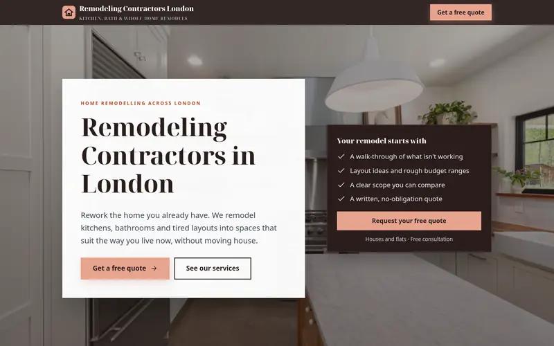 Screenshot of a remodelling contractor site we built